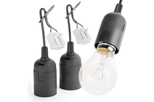 ‎GREATE greate 3x Baufassung E27 schwarz mit Schnellverbinder - Lampenfassung E27 inkl. Zugentlastung - Baustellenlampe Fassung für max. 60W 250V - Baulampe Lampenfassung mit Kabel, Glühbirnen Fassung