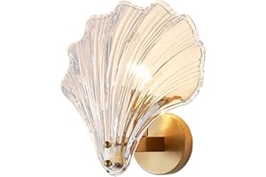 MZStech Lampada da pareti a conchiglia con base in ottone e cristallo, Applique in cristallo a conchiglia Lampada da parete in cristallo (Chiaro)