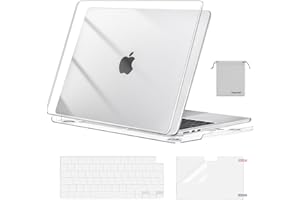 MOSISO Custodia Compatibile con MacBook Air 13 Cover M4 M3 M2 2025 2024-2022 A3240 A3113 A2681, per MacBook Air 13,6'' display Liquid Retina Case&Copritastiera&Pellicola&Borsa, Chiaro Cristallo