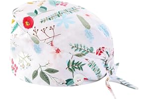 DaPongZhi Calot Chirurgien Femme Chapeaux de Travail avec Boutons et Cravate Chapeau Réglable Respirants Turban Imprimé Casquette Chapeau de Beauté Chapeaux Unisexe de Cuisinier