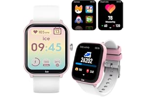 Ice-Watch - ICE smart junior 3.0 Pink White 1.75 AMOLED - Uppkopplad rektangulär klocka i rosa för flickor med silikonarmband - 024297 (1.75 inch)