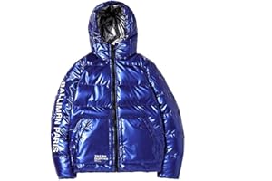 Celucke Winterjacke Herren Mode Steppjacke aus Vinyl mit Kapuze, Männer Dicke Warm Winter Pufferjacke Daunenjacke Kapuzenjacke Wattierte Jacke Winterparka