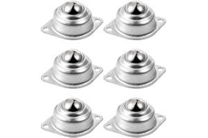 Skelang 6 Pcs 25mm Ball transfer bearing unit, universal transfer bearing castors, ball roller castors for conveyor, transmission, furniture, load capacity 30kg per castor