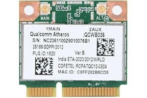 ASHATA Scheda di Rete, Qualcomm Atheros AR9565 QCWB335 150M Mini Scheda di Rete Wireless Bluetooth PCI-E Universale, Scheda di Rete Bluetooth 2.4G per HP/dell/Acer, ECC.