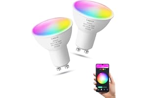 Lepro Ampoule Connectée GU10, RGB+Blanc Chaud 2700K Dimmable, Ampoule WiFi 4.5W Equivalent 50W, Compatible avec Alexa/Echo/Google Home, Lot de 2