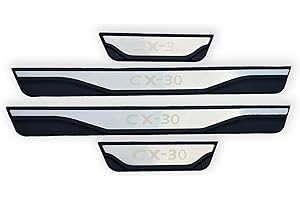GZBFTDH Protector de Entrada para Puerta de automóvil, Piezas para Mazda cx-30 CX30 2020 2022 Kick Panels Guard Scuff Plate 4PCS, Acero Inoxidable con ABS Car Door Sill Protector Cover (Silver)