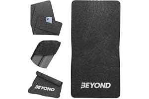 BEYOND SHAKERS Beyond - Asciugamano da palestra con tasca con cerniera, in cotone, altamente assorbente, per CrossFit, sollevamento pesi e corsa, colore: nero