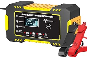 MOUDENSKAY 6A cargador de batería de coche 12v cargador de batería coche con pantalla LCD y compensación de temperatura, cargador automático automático para coche motocicleta Agm gel baterías de