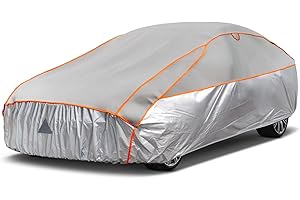 Kayme Bâche Voiture Anti-grêle Étanche, Housse de Protection Voiture Extérieur Contre Pluie Poussière Soleil, Bâche Contre la Grêle pour Berline 475 à 495 cm. 3XL Gris