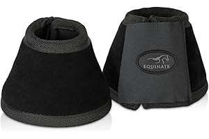 Equinate Hufglocken Fargo mit Wildleder überzogen XL Schwarz - Robuste und stoßdämpfende Springglocken - Hufschutz für Training und Turniere - 2er Set