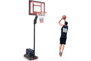 ‎COSTWAY COSTWAY Basketballständer 105-260 cm höhenverstellbar, Basketballkorb Outdoor mit Ständer & 2 Rädern, Korbanlage mit Gewichtssack, Mobile Basketballanlage für Kinder, Jugendliche