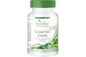 Fairvital | Cápsulas de extracto de té verde - 100 cápsulas - Polifenoles, catequinas, EGCG y cafeína - ALTA DOSIS - VEGANO - Camellia sinensis