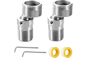 Gativs 2 Stück Duscharmatur Adapter S Anschluss aus Edelstahl Verstellbare Duscharmatur-Adapter 360° Verstellbarer Abgewinkelter Wasserhahn Anschlussschlauch Adapter für Küchen und Badezimmer