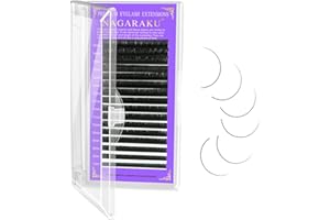 NAGARAKU Extensiones de Pestañas Individuales Volumen Lahses Pelo a Pelo Clásico 1:1 Pestañas Extensiones Natural Blando Suave Negro Eyelash Extension Pestañas Postizas 16 Filas(0.10mm D Curl 7-15mm)
