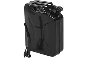 Karl home 20 L Metal Gas Can Fuel Tank Can Petrol Diesel Storage Can Portable with Flexible Spout, for Automobile Vehicle Off Road Emergency Supply, Black