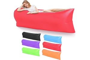 ‎KEEPAA KEEPAA Aufblasbares Camping Luftsofa: luftcouch mit Tragbarem Paket für Reisen Musikfest Wandern Strand Party (Rot)