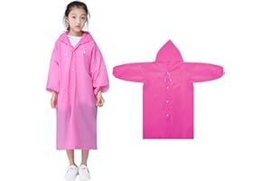 TINSELLNS Kids Waterproof Rain Coat, EVA Rain Poncho with Hood for Girls Boys, Reusable Children Raincoat Toddler Hooded Rain Jacket Cape, for School Hiking Cycling Camping Travel