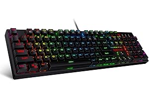 Redragon K582-US SURARA RGB LED Backlit QWERTY Mechanical Gaming Keyboard con 104 tasti - Interruttori rossi lineari e silenziosi, layout US