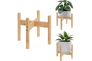 QUMENEY 1Pc Mid Century Modern Indoor Plant Stand Wood Flower Pot Holder for Home Office Garden Patio Lawn Yard Restaurant Cafe (Small)