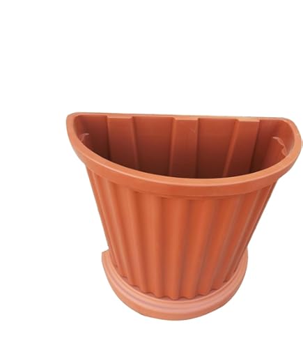 Vaso A Parete Semicircolare Svasato Liscio Fioriera In Terracotta