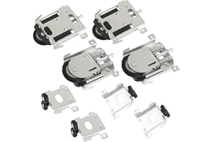 YUANQIAN Roulette Porte Coulissante Placard,Roulette Coulissant Armoire,Kit Coulissante pour Porte de Garde-robe Roues Vitrines,Remplacement Porte Rouleau,Charge 30kg (4 Rouleau armoire noir)