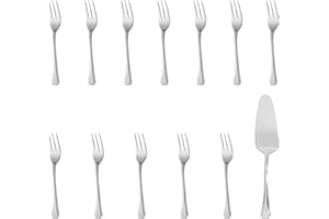Pintinox - Set 13 Posate da dolce, Servizio di 12 Forchettine Dessert più paletta per Torta Serie Octavia, Acciaio Inox 18/10,