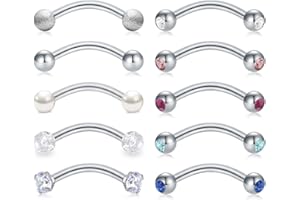 AceFun Acier Chirurgical 316L Piercing Sourcils Rook Oreille Piercing Bananes Rook Oreille Arcade Curved Barbell Piercing 16G Nombril Anneaux