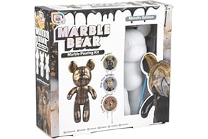 RMS International Craft Hub Marble Bear Series 1 Creative Marble Pouring Kit Design/Paint Your Own Bear Childrens Kids Art & Craft 8+ Years (Metallic Edition)