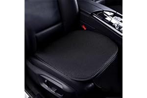 Dracqwn Ventilated Car Seat Cushion, Summer Car Seat Pad, Breathable & Anti-Slip Cotton Car Seat Covers With Pocket, Universal Front Bottom Car Seat Covers(E Black,Front*2)