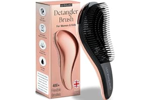 Lily England Detangle Hair Brush for Thick, Curly & Straight Hair - Detangling Hairbrush for Women, Kids & Toddlers with Flexible Bristles - Smooth Detangler for Wet & Dry Hair, Rose-Gold