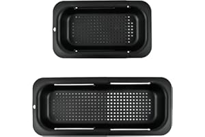 ANNTIM 2 Pièces Passoire Evier Reglable 34.5-48cm, Passoire Evier Cuisine Retractable, Egouttoir Evier Cuisine Extensible, Passoire à Poser sur l'évier pour Laver les Légumes et les Fruits