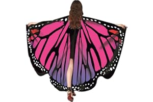 TMEOG Womens Girls Shawl Butterfly Wings Dance Party Photo Fairy Ladies Nymph Pixie Cosplay Accessory Cape Dresses Bikini Cover-Up