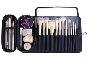 ONEGenug Make-up Pinsel Tasche Kosmetik Tasche mit 12 Bürstenhalter Reise Schminktasche