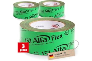Alfa 153 Flex» - Ruban adhésif flexible haute performance, 3 pièces, 50 mm x 25 m (75 mètres) pour pare-vapeur, freins vapeur et membranes de toiture, ultra fixant et ultra flexible