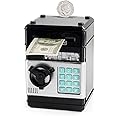 Money Box Piggy Banks - ATM Money Bank with Password Safe for Boys and Girls Can Electronic Auto Scroll Paper Money for 5 6 7 8 9 10 Year Old Christmas Birthday Gifts (Black)