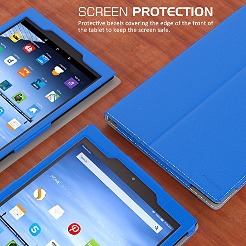 MoKo Fire HD 10 2015 Hülle – Kunstleder Ständer Schutzhülle Smart Cover mit Auto Schlaf / Wach Funktion und Stift-Schleife für Amazon Fire HD 10.1 Zoll (5. Generation – 2015 Modell), Blau - 6