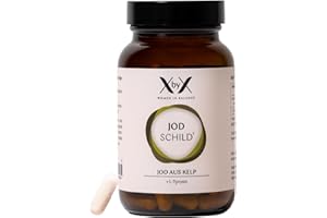‎XBYX XbyX Jod Schild | Vegane Kapseln aus Kelp | 150 µg pro Kapsel | Unterstützt Schilddrüse & Energiestoffwechsel | Hoch bioverfügbar | Kapseln mit L-Tyrosin | Jodkapseln