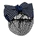 Dotted Bow Barrette - TOOGOO(R) Dotted Bow Barrette Hair Clip Bun Cover Dark Blue White w Net Snood