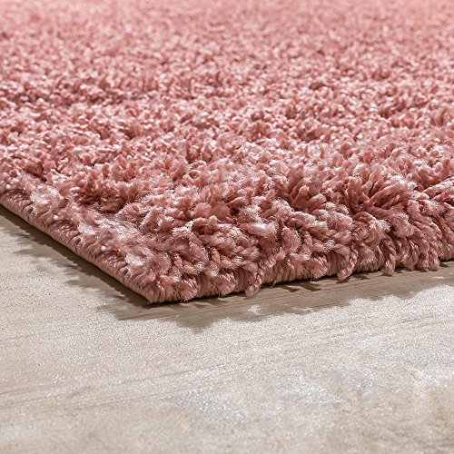 Shaggy Teppich Hochflor Langflor Hochwertig Hohe Fadendichte Uni Pastell Pink, Grösse:160×220 cm - 2