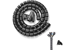 EPROICKS Système de Gestion des Câbles, 22mm*3M de Spirale Cache Cable Serre Câbles, Bricolage Protecteur de Câble Flexible pour Le Bureau à Domicile PC TV Organisateur de Fil(∅0.87")…