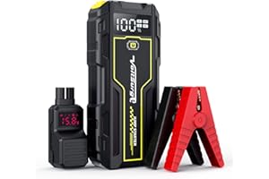 VoltSurge démarreur de Voiture Portable, 6000A (jusqu'à 10L Diesel ou Tout gaz), Batterie 12V avec Fils intelligents, Sortie QC 3.0, Lampe de Poche LED, Longue durée de Veille