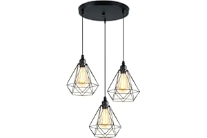 PETITES ECREVISSES Lampada a sospensione E27 Vintage Industriale Lampada a Soffitto A Sospensione Nero Retro 3 Luci Illuminazione Per Cucina Sala da Pranzo Soggiorno