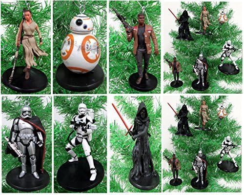 Star Wars FORCE AWAKENS 6 Piece Christmas Tree Ornament Set Featuring Kylo Ren, BB-8, Captain Phasma, Finn, Rey and Flametrooper