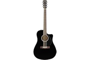 Fender CD-60SCE Dreadnought Guitarra Acústica Electrificada, Negro, Incluye cursos virtuales gratuitos en Fender Play