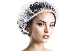 AILIVER Shower Caps Disposable Plastic Shower Caps for Women Men Bath Caps Hair Cap Waterproof for Salon,Spa,Travel,Home Use,Hotel,Shower (50PCS, 42CM)