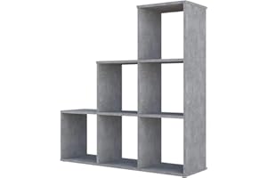 Polini Home Estante para escalera Estante escalonado Separador de ambientes gris 6 compartimentos