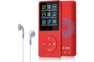COVVY 8GB Tragbare MP3 Musik Player, Support bis zu 64GB SD Speicherkarte, Lossless Sound HiFi MP3 Player, Music/Video/Sprachaufnahme/FM Radio/E-Book Reader/Fotobetrachter(8G, Rot)