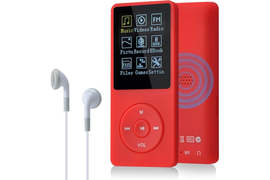 COVVY Slim Music Player 8 GB Portable Lossless Sound 70 Hours Screen MP3 Player Support up to 64 GB (Red)