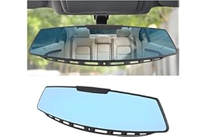 JNNJ Espejo Retrovisor Universal Para El Interior Del Coche, Espejo Retrovisor Panorámico Interior Para Vehículo Camiones, Espejo De Punto Ciego Interior De Automóvil Antideslumbran（Azul）