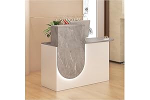 ZHENGQIAN Comptoir de Caisse Magasin,avec Lumière,Comptoir d'accueil avec Tiroirs Verrouillables,Élargir Le Bureau,pour Salon Salle de réception Caisse Lobby,Meuble de Bureau(A,RIGHT-100cm/39.4in)